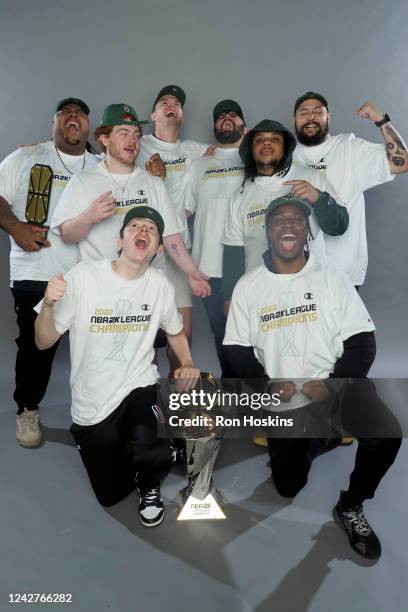 Bucks Gaming poses for a photo after winning the 2022 NBA 2K League 5v5 Finals on August 27, 2022 at NBA 2K League Studio in Indianapolis, Indiana....