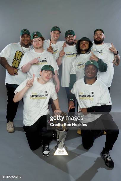 Bucks Gaming poses for a photo after winning the 2022 NBA 2K League 5v5 Finals on August 27, 2022 at NBA 2K League Studio in Indianapolis, Indiana....