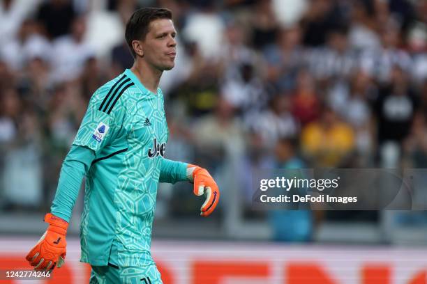 Wojciech Szczesny of Juventus FC looks on during the Serie A match between Juventus and AS Roma at on August 27, 2022 in Turin, Italy.