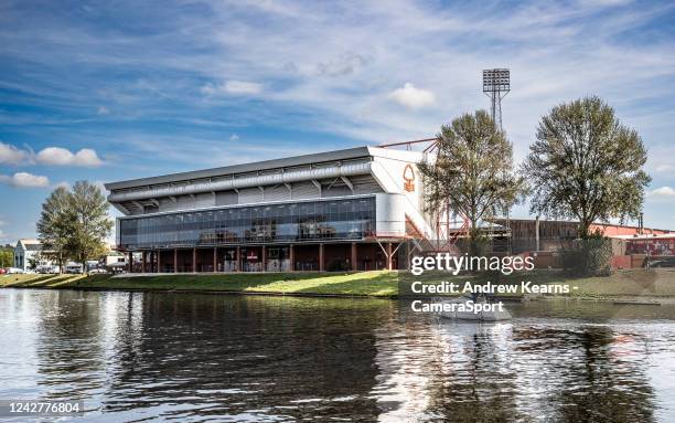 General view of the City Ground across the River Trent Trent during the Premier League match between Nottingham Forest and Tottenham Hotspur at City...