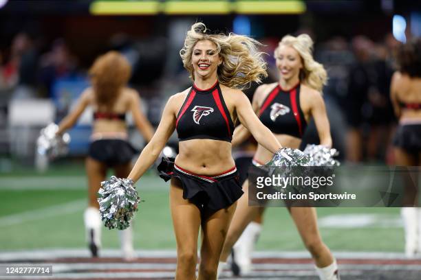 The Falcons cheerleaders performs prior to the Saturday afternoon NFL preseason game between the Atlanta Falcons and the Jacksonville Jaguars on...