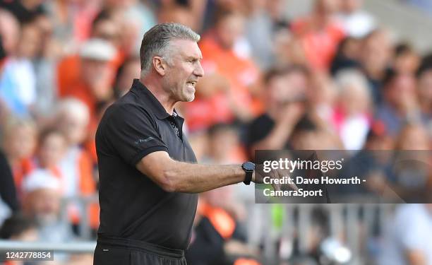 Bristol City's Manager Nigel Pearson during the Sky Bet Championship between Blackpool and Bristol City at Bloomfield Road on August 27, 2022 in...