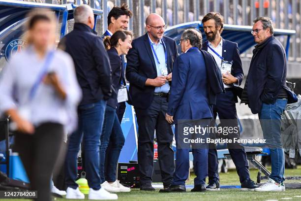 Sabrina DELANNOY Sporting Director of Paris Saint Germain , Angelo CASTELLAZI Sporting Director of Paris Saint Germain and Noel LE GRAET President of...