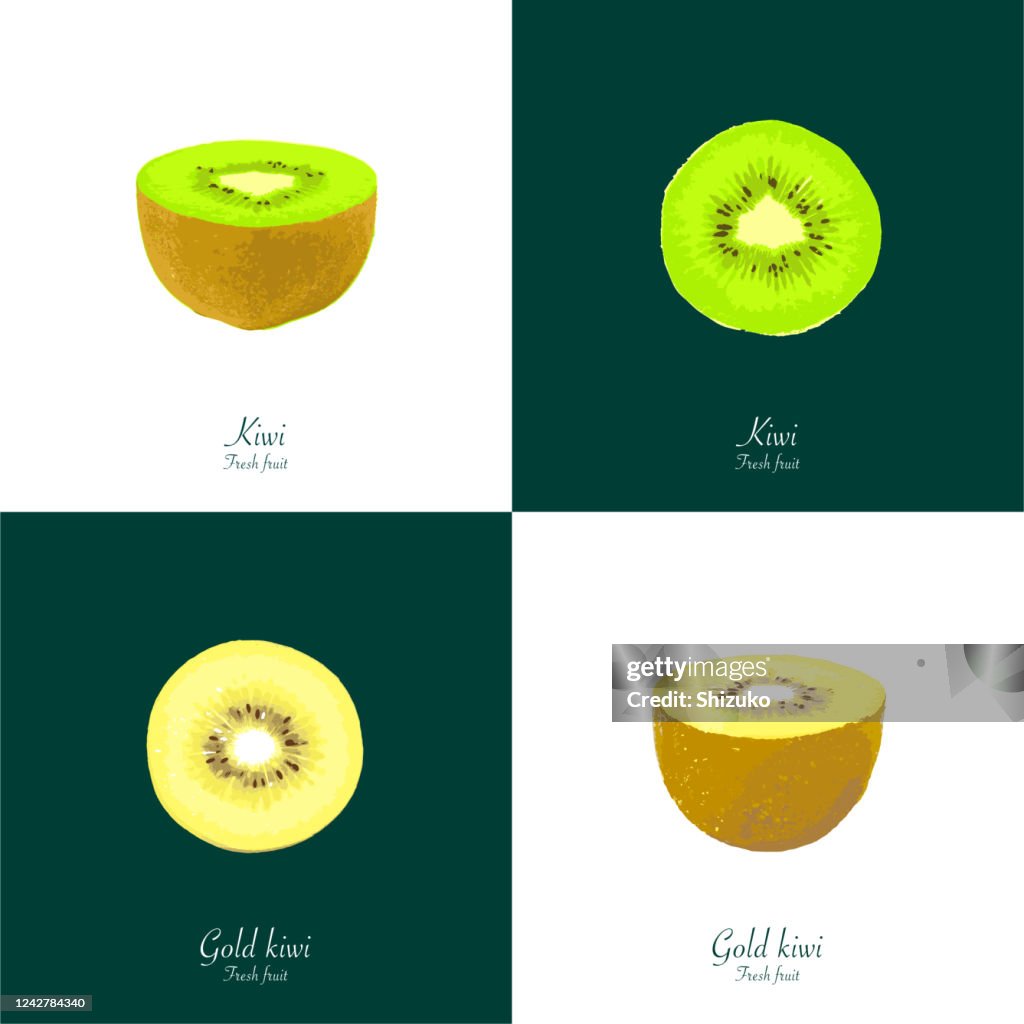 Kiwi from background of white and dark green