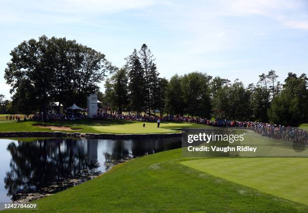 General view of the 13th green during the final round of the CP Women's Open at Ottawa Hunt and Golf Club on August 28, 2022 in Ottawa, Ontario,...