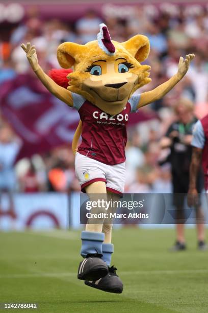 Aston Villa mascot Bella the Lion during the Premier League match between Aston Villa and West Ham United at Villa Park on August 28, 2022 in...