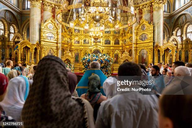 Faithful attend a Sunday Holy Mass in an Orthodox church in the city centre in a famous Black Sea resort in Odessa, Ukraine as the country surpasses...