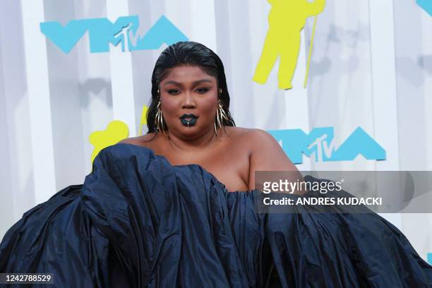 Singer Lizzo arrives for the MTV Video Music Awards at the Prudential Center in Newark, New Jersey on August 28, 2022.