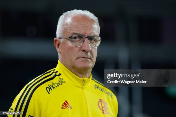 Dorival Junior coach of Flamengo looks on during the match between Botafogo and Flamengo as part of Brasileirao 2022 at Estadio Olimpico Nilton...