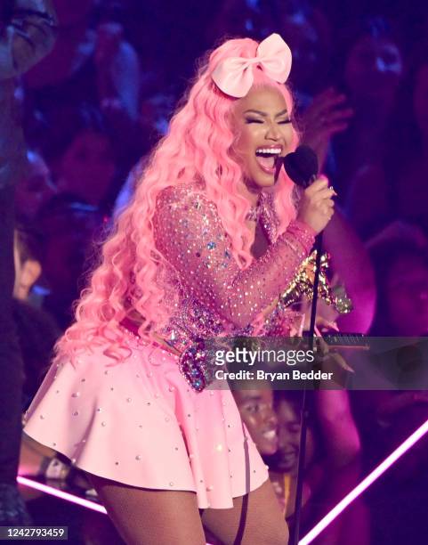 Nicki Minaj onstage at the 2022 MTV Video Music Awards held at Prudential Center on August 28, 2022 in Newark, New Jersey.