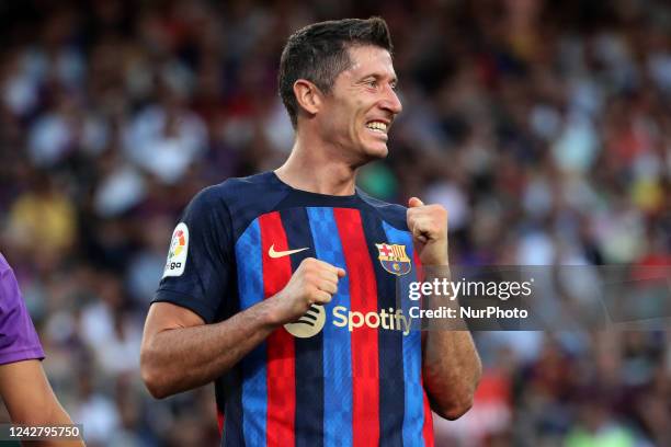 Robert Lewandowski during the match between FC Barcelona and Real Valladolid CF, corresponding to the week 3 of the Liga Santander, played at the...