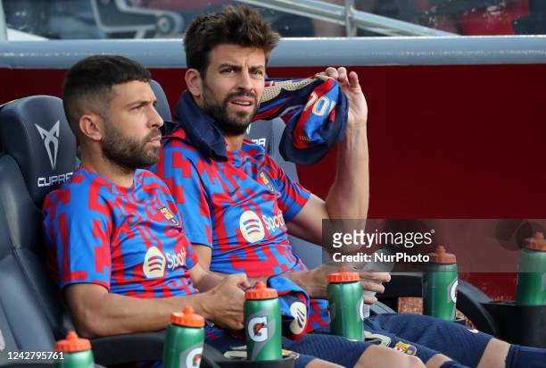 Gerard Pique and Jordi Alba during the match between FC Barcelona and Real Valladolid CF, corresponding to the week 3 of the Liga Santander, played...