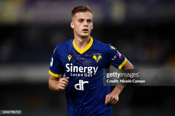 Ivan Ilic of Hellas Verona FC looks on during the Serie A football match between Hellas Verona FC and Atalanta BC. Atalanta BC won 1-0 over Hellas...