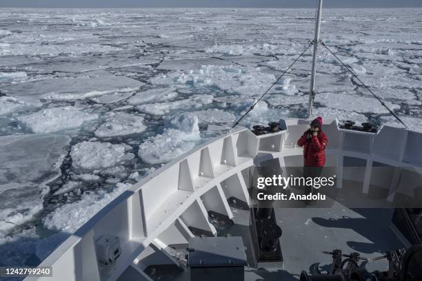 Associate Professor Fatma Ozturk is seen during the Turkiyeâs 2nd Arctic Expedition coordinated by TUBITAK MAM Polar Research Institute, and Turkish...