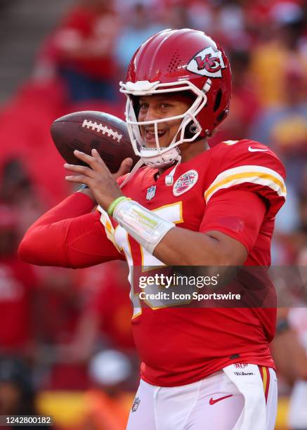 Kansas City Chiefs quarterback Patrick Mahomes throws a pass before an NFL preseason game between the Green Bay Packers and Kansas City Chiefs on...