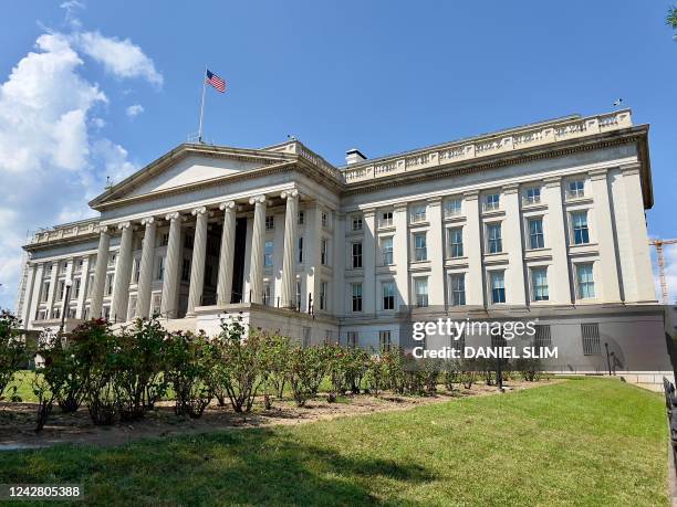 The Department of the Treasury building is seen in Washington, DC, on August 29, 2022.