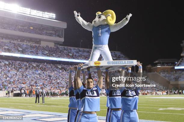 Rameses does pushups after the first touchdown during the college football game between the North Carolina Tar Heels and the Florida A&M Rattlers on...