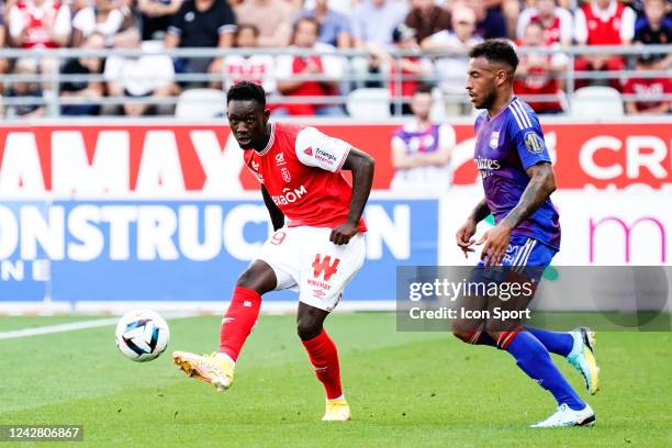 Folarin BALOGUN during the Ligue 1 Uber Eats match between Reims and Lyon at Stade Auguste Delaune on August 28, 2022 in Reims, France. - Photo by...