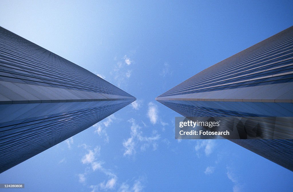 Worm's eye view of the Century City Towers in Los Angeles, California