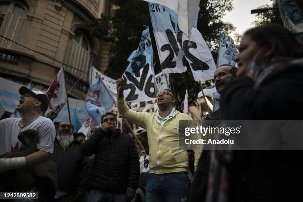 Militant wait for the arrival of Cristina FernÃ¡ndez to her house in Buenos Aires, Argentina on Aug. 29, 2022. Political parties, young militants and...