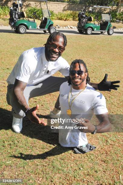 Deontay Wilder and Zion Clark attend the Boxing WAGs Association's first annual celebrity golf tournament honoring the National Prostate Cancer...