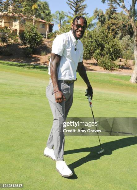 Deontay Wilder attends the Boxing WAGs Association's first annual celebrity golf tournament honoring the National Prostate Cancer Foundation on...