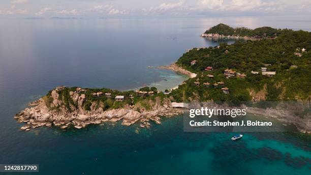 An aerial view of the southern coastline in Ko Tao, Thailand. Tourism has picked up in Thailand but still has not come close to pre-covid levels.