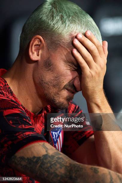 Antoine Griezmann second striker of Atletico de Madrid and France sitting on the bench during the La Liga Santander match between Valencia CF and...