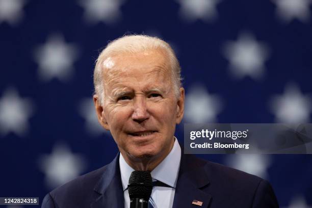 President Joe Biden speaks at the Arnaud C. Marts Center in Wilkes-Barre, Pennsylvania, US, on Tuesday, Aug. 30, 2022. Biden is kicking off a travel...