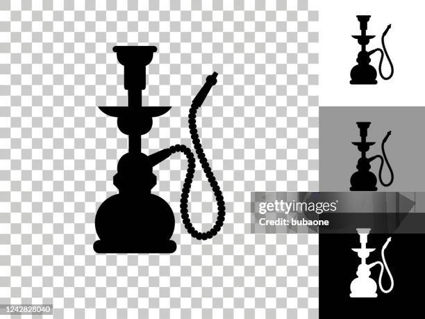 hookah icon on checkerboard transparent background - hookah stock illustrations