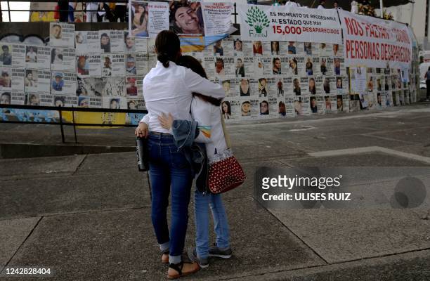 Relatives of missing people take part in a demonstration during the International Day of the Disappeared in Guadalajara, state of Jalisco, Mexico, on...
