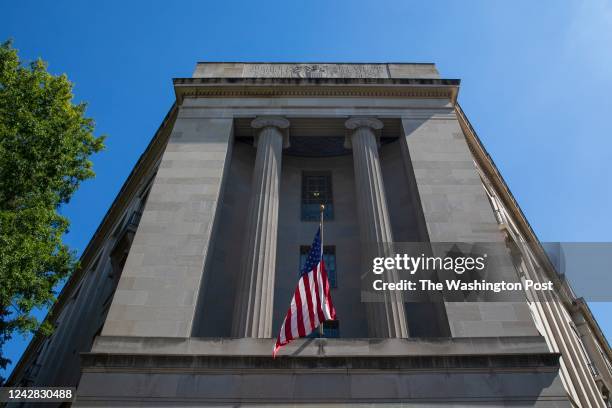 Outside the Department of Justice Building in Washington, D.C., on Tuesday, August 16, 2022.