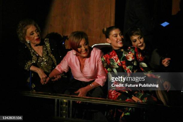 Mexican actress Silvia Pinal accompanied by Silvia Pasquel, Michelle Salas, Alejandra Guzman during her tribute for her great artistic career in film...