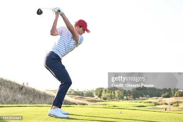 Gordon Sargent of United States of America tees on the 3rd hole during Day One of the 2022 World Amateur Team Golf Championships - Eisenhower Trophy...