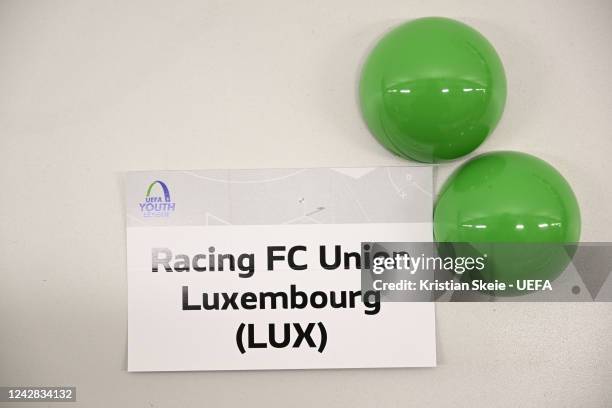 Detailed view of the card of Racing FC Union Luxembourg during the UEFA Youth League 2022/23 Domestic Path at the UEFA Headquarters, The House of the...