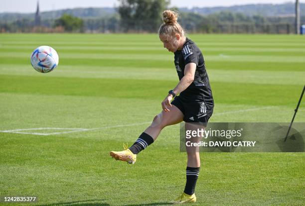 Belgium's Elena Dhont pictured in action during a training session of Belgium's national women's soccer team the Red Flames, in Tubize, Wednesday 31...