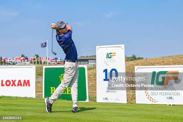 Gabriel Palacios of Guatemala plays his tee shot on the 10th hole during Day One of the 2022 World Amateur Team Golf Championships - Eisenhower...