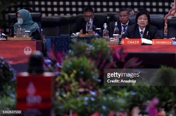 Indonesian Minister of Environment and Forestry Siti Nurbaya Bakar delivers a speech during the G20 Joint Environment and Climate Ministerial Meeting...