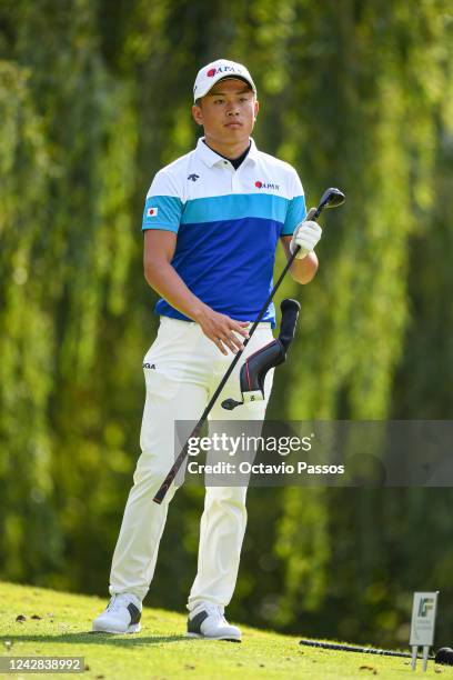 Kohei Okada of Japan plays his tee shot on the 18th hole during Day One of the 2022 World Amateur Team Golf Championships - Eisenhower Trophy...