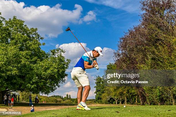 Keita Nakajima of Japan play his tee shot on the 18th hole during Day One of the 2022 World Amateur Team Golf Championships - Eisenhower Trophy...