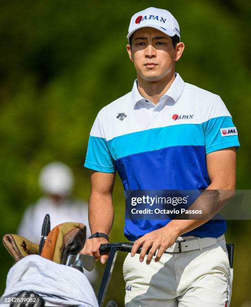 Keita Nakajima of Japan looks on after plays his tee shot on the 13th hole during Day One of the 2022 World Amateur Team Golf Championships -...