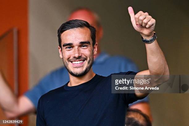 Harry Winks of Sampdoria poses for a picture prior to kick-off in the Serie A match between UC Sampdoria and SS Lazio at Stadio Luigi Ferraris on...