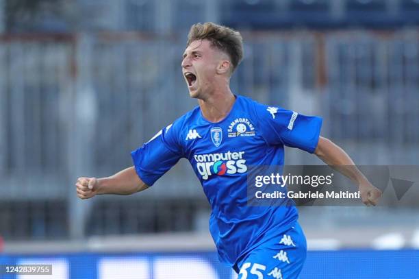 Tommaso Baldanzi of Empoli FC celebrates after scoring a goal during the Serie A match between Empoli FC and Hellas Verona at Stadio Carlo Castellani...