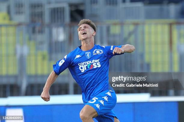 Tommaso Baldanzi of Empoli FC celebrates after scoring a goal during the Serie A match between Empoli FC and Hellas Verona at Stadio Carlo Castellani...