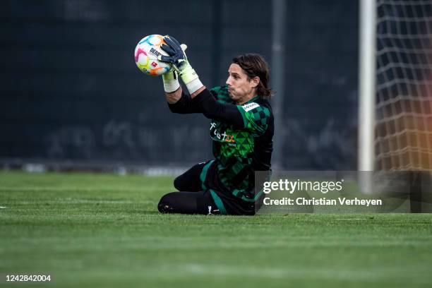 Yann Sommer in action during a Training session of Borussia Moenchengladbach at Borussia-Park on August 31, 2022 in Moenchengladbach, Germany.