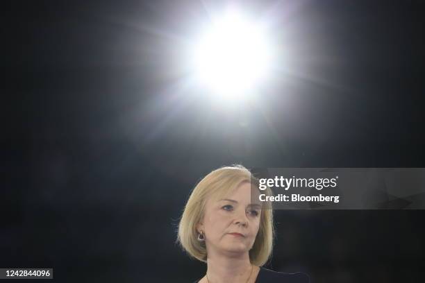 Liz Truss, UK foreign secretary, during a Conservative Party leadership hustings in London, UK, on Wednesday, Aug. 31, 2022. Pressure is mounting on...