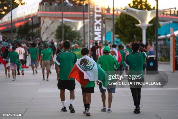 Mexico's supporters arrive for the international friendly football match between Mexico and Paraguay at the Mercedes-Benz Stadium in Atlanta, Georgia...