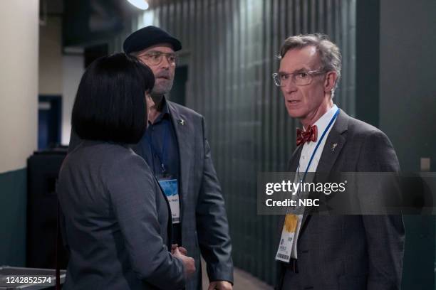 We Didn't Start the Fire" Episode 502 -- Pictured: Ashley Johnson as Patterson, Sullivan Stapleton as Kurt Weller, Bill Nye as himself --