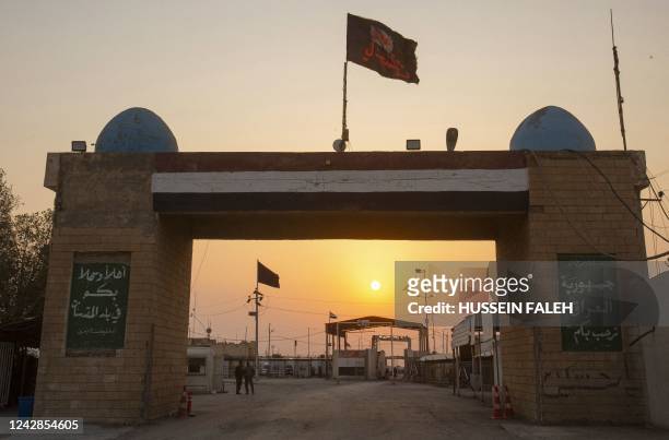 Photo taken on August 31, 2022 shows the Iraqi side of the border with Iran at the Shalamjah crossing point, near the southern Iraqi city of Basra. -...