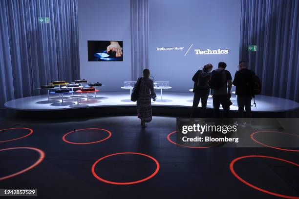 The booth for Technics, a brand of Panasonic Holdings Corp., on the opening media day at the IFA Consumer Electronics and Home Appliances trade fair...